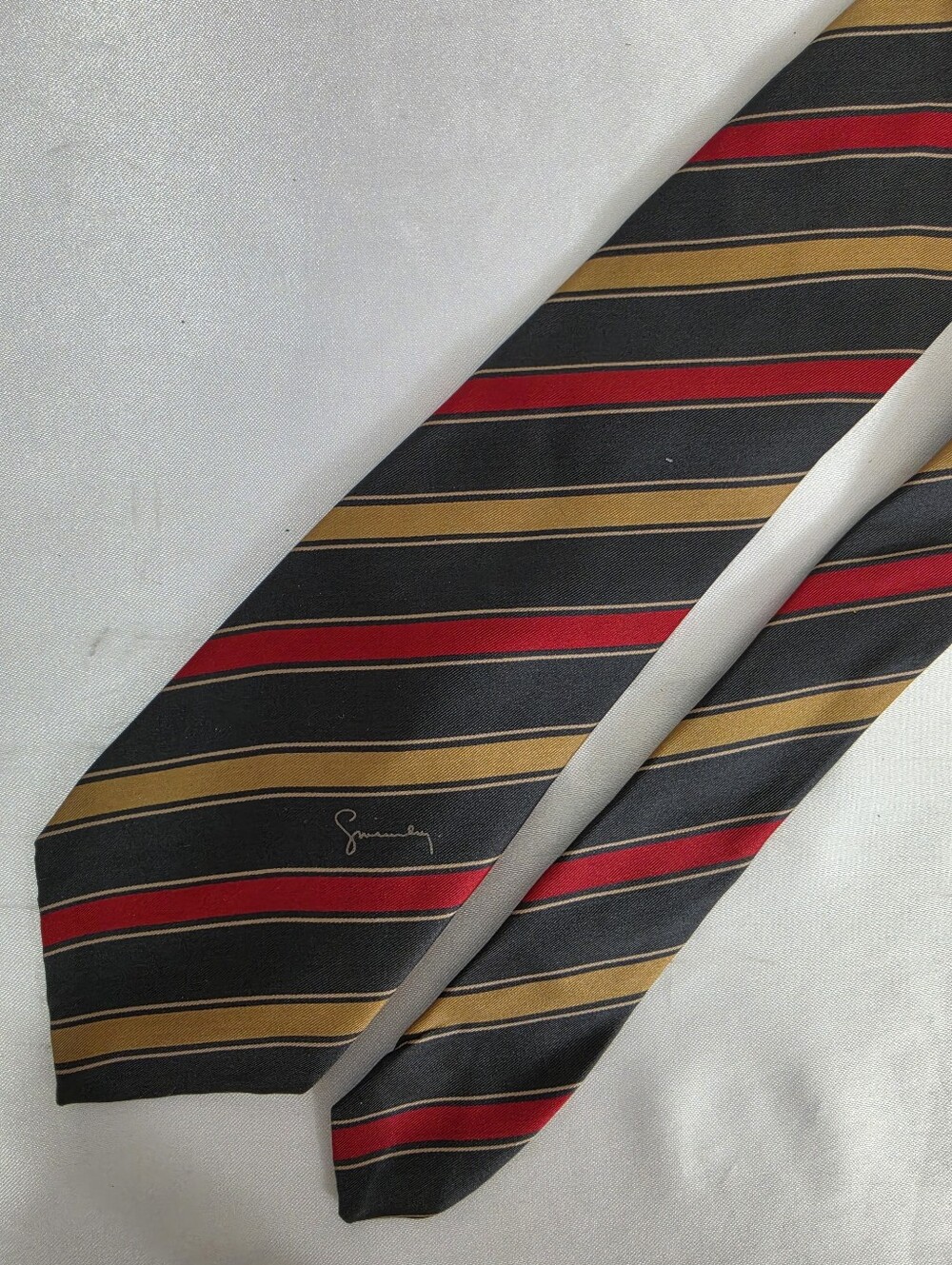 Givenchy Black Tie with Red and Gold Stripes 100% Silk